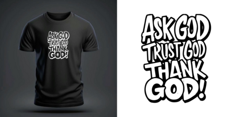 Ask God Trust God Thank God Christian Faith Typography T-Shirt Design Transparent Background