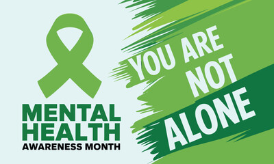 mental health awareness month in may, annual campaign in united states, raising awareness of mental health, medical healthcare design, promoting emotional well-being, therapy, counselling, mindfulness