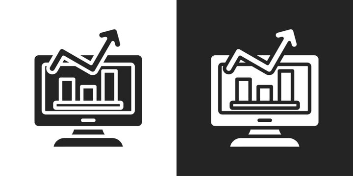 data analytics Icon In Black And White Glyph Style