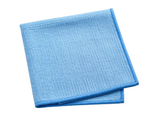Folded blue microfiber cleaning cloth, textured surface