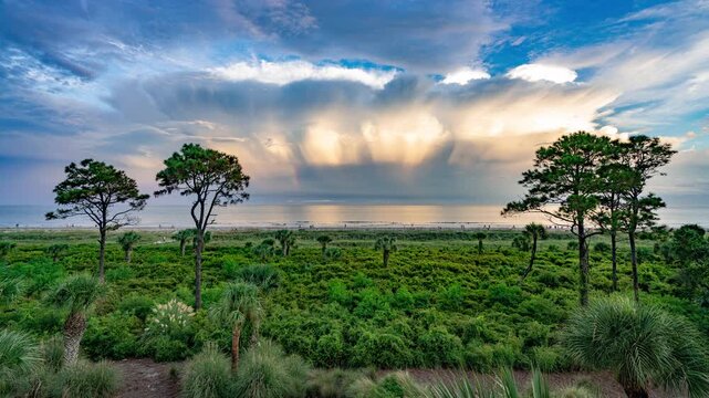 Cloudy Day Ocean Timelapse In Hilton Head, South Carolina