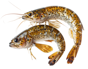 Fish-shrimp hybrid. Bizarre, aquatic organism. Detailed