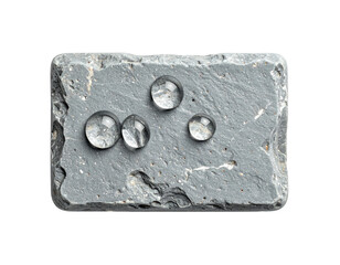 Waterdrops on grey brick texture, slightly angled view