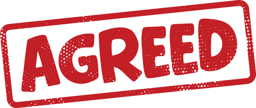 Red agreed rubber stamp on white background