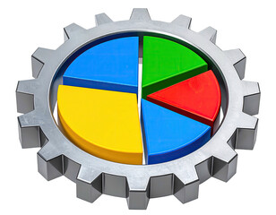 Gear embraces segmented pie chart, bright primary colors