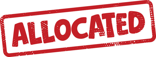 Red allocated stamp on white background