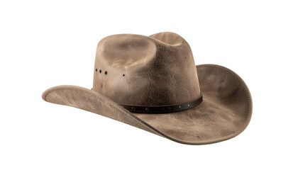 Rustic brown felt cowboy hat, leather band