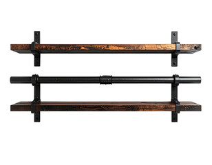 Rustic shelf; wood and metal pipe