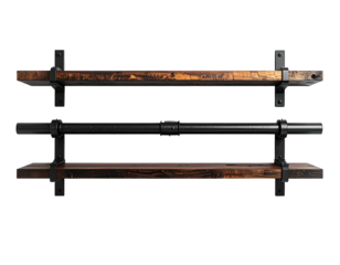 Rustic shelf; wood and metal pipe