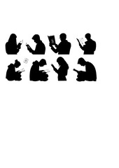 Zinegeist Silhouette of Person with Handmade Zine for Analog Storytelling and Explorecore DIY Creative Hobby Lifestyle Concept Vector