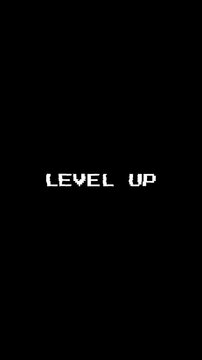 4k vertical level up glitch effect retro gaming achievement progress pixel art ideal for video game promotions, streaming overlays, or motivational content.