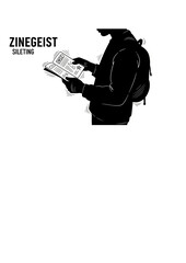 Zinegeist Silhouette of Person with Handmade Zine for Analog Storytelling and Explorecore DIY Creative Hobby Lifestyle Concept Vector