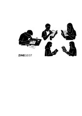 Obraz premium Zinegeist Silhouette of Person with Handmade Zine for Analog Storytelling and Explorecore DIY Creative Hobby Lifestyle Concept Vector