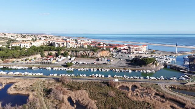 Port de plaisance de Narbonne plage dans l'Aude en Occitanie (France)