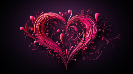 Elegant heart design with intricate swirls and vibrant pink colors, symbolizing love and affection in visually striking manner