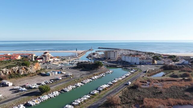 Port de plaisance de Narbonne plage dans l'Aude en Occitanie (France)