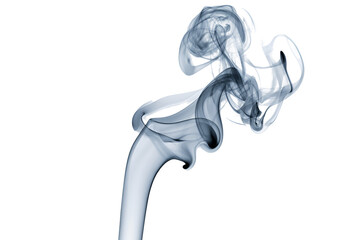 Swirling blue smoke isolated on transparent background