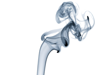 Swirling blue smoke isolated on transparent background