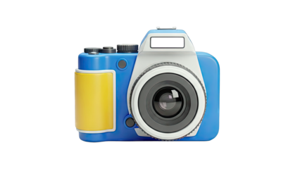 Blue and yellow toy camera