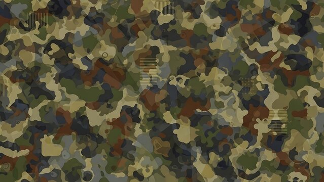 Camouflage pattern with green brown colors.