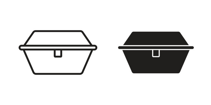 Lunch box icons symbol, logo illustration. Vector graphics set