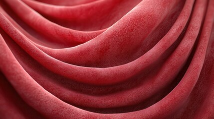 Obraz premium Close-up of wavy, textured red fabric, creating a soft and flowing abstract pattern