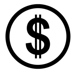 Obraz premium Dollar sign icon symbolizing currency and financial transactions on a simple circular background design on transparent background