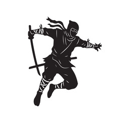 Obraz premium silhouette of a ninja in pose white background