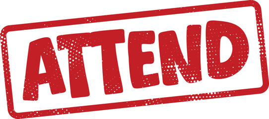 Red attend stamp with white background