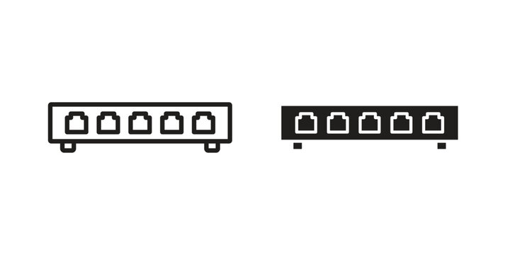 Network switch icons symbol, logo illustration. Vector graphics set
