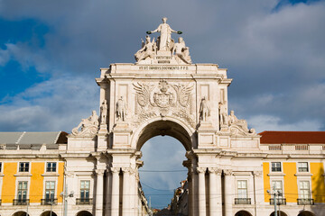 Majestic Neoclassical Rua Augusta Arch in Lisbon, Portugal