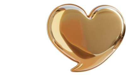 Heart-shaped speech bubble with a glossy finish isolated on a white background 3D render