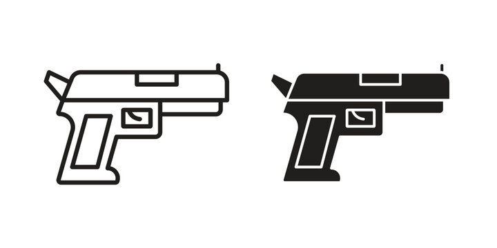 Pistol icons symbol, logo illustration. Vector graphics set