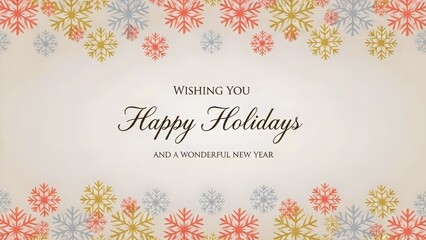 Wishing You Happy Holidays and a Wonderful New Year With Festive Snowflakes Border