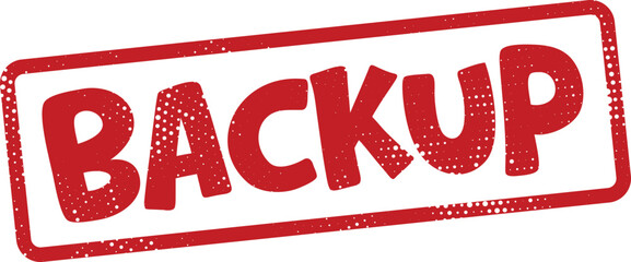 Red backup stamp on white background