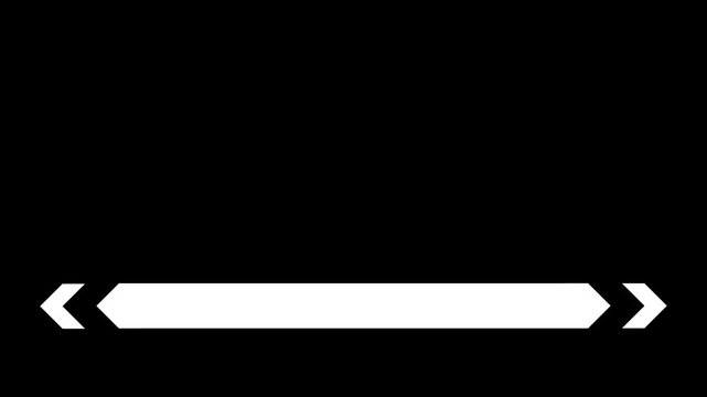 White futuristic lower third banner with arrow edges on black, suitable as a text background or alpha matte for sci-fi and tech videos.