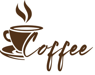 Hot aromatic espresso coffee in a brown ceramic mug with steam and roasted beans for a cafe breakfast beverage vector illustration icon design