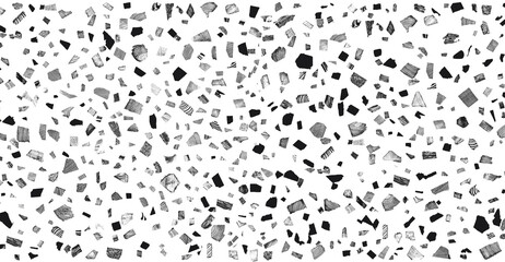 Dark terrazzo texture showcases a speckled design with black, Gray, and white stone fragments creating a modern surface