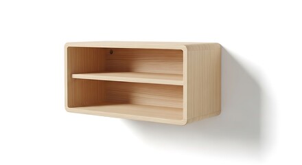 Light wooden wall shelf with two shelves