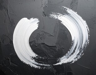 White brushstroke circle on textured dark background