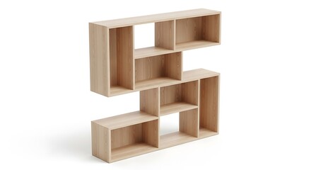Modern wooden shelves with multiple compartments
