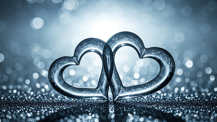 Heart on blue background with romantic love design for Valentine&rsquo;s Day card and celebration