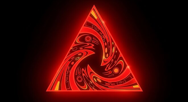 Fiery Vortex - A Mesmerizing Red Triangle of Swirling Energy. - Powered by Adobe