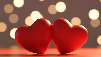 Red heart shaped candles with glowing hearts on a romantic red background for Valentine&rsquo;s Day celebration design