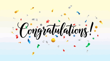 Congratulations! - A celebratory banner with falling confetti, perfect for acknowledging achievements and milestones
