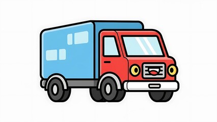 Red and Blue Delivery Truck Illustration.