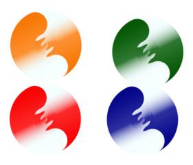 Colorful swirling abstract circles isolated on transparent background for digital design