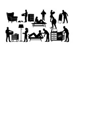 Thrift Culture Silhouette of Person with Vintage Furniture for Sustainable Interior Design and Circular Economy Lifestyle Concept Vector