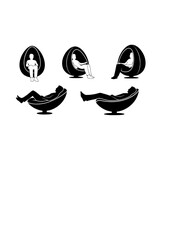 Neuro Inclusive Wellness Silhouette of Person in Cocoon Chair for Sensory Regulation and Mental Health Recovery Relaxation Concept Vector