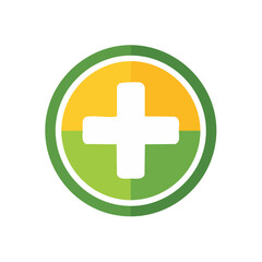 Fototapeta premium Medical Plus Symbol in Green and Yellow Circle - Health, Pharmacy Icon Design
